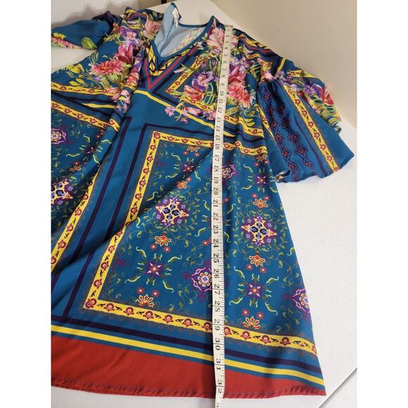 UMGEE Blue Floral Whimsical Fairy Bell Sleeve Tunic Dress Women's Size Small - Picture 3 of 8